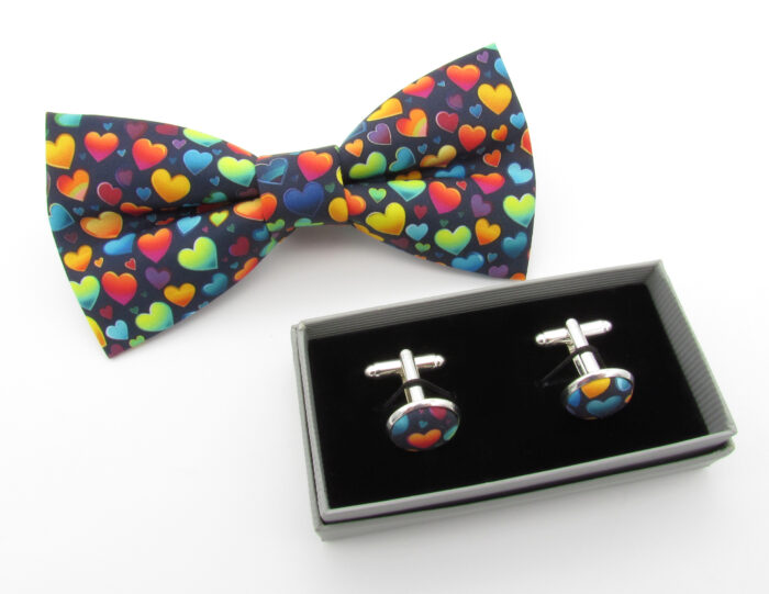 Colourful Heart Patterned Bowtie Set - Image 7