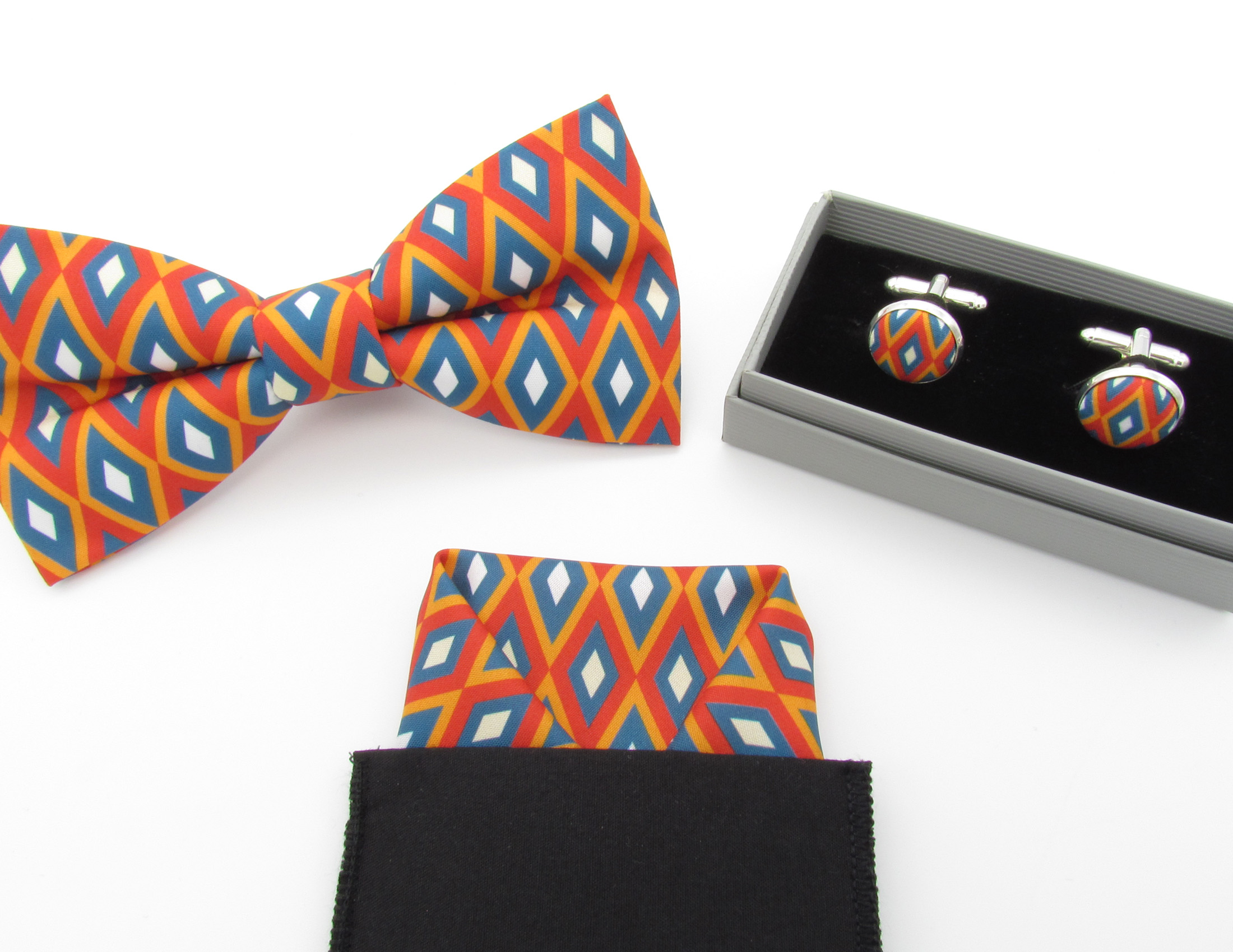 Vibrant Orange and Blue Bowtie Set - Image 9