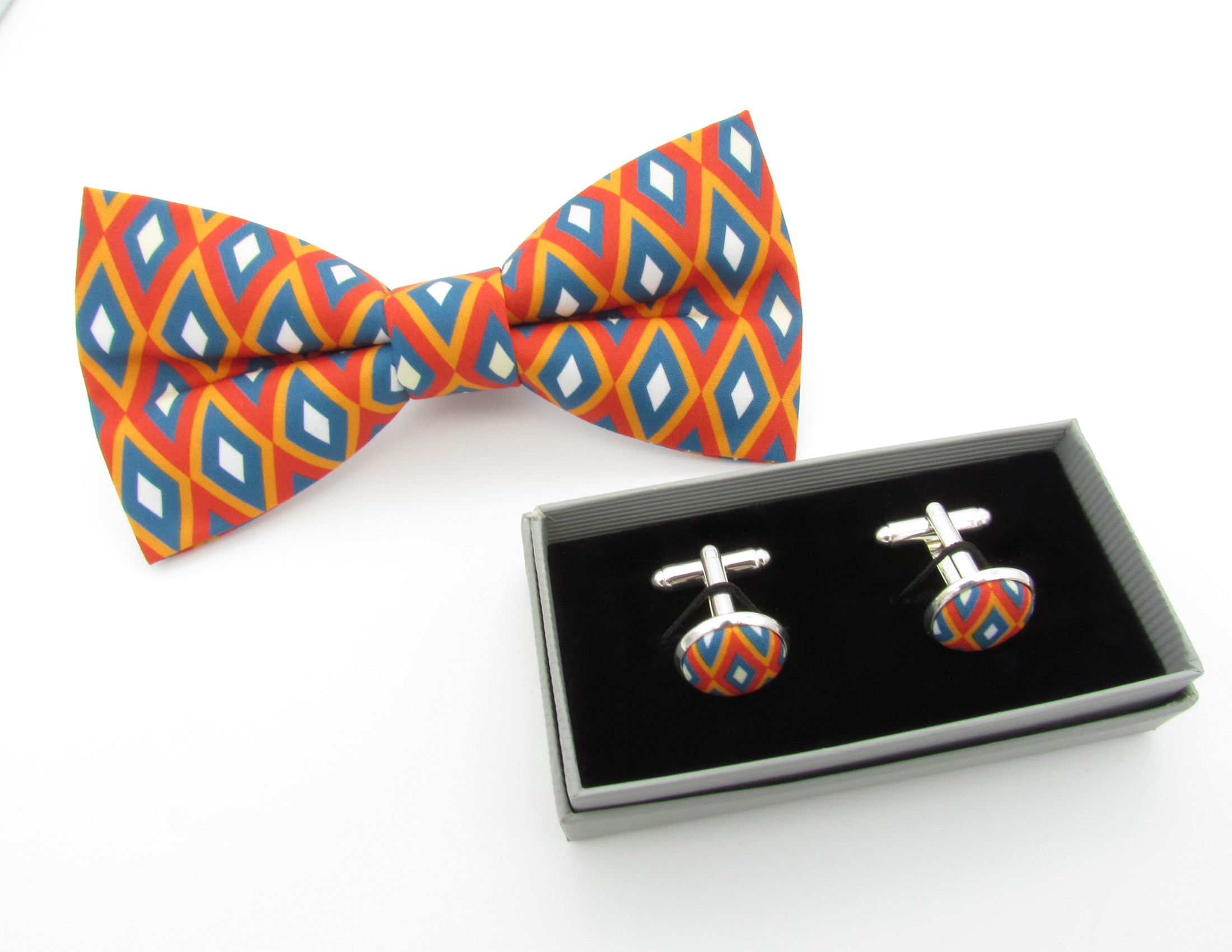 Vibrant Orange and Blue Bowtie Set - Image 7