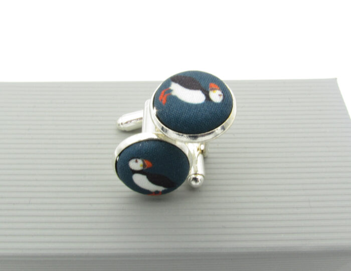 Dark Blue Puffin Bowtie & Cufflinks - Image 6