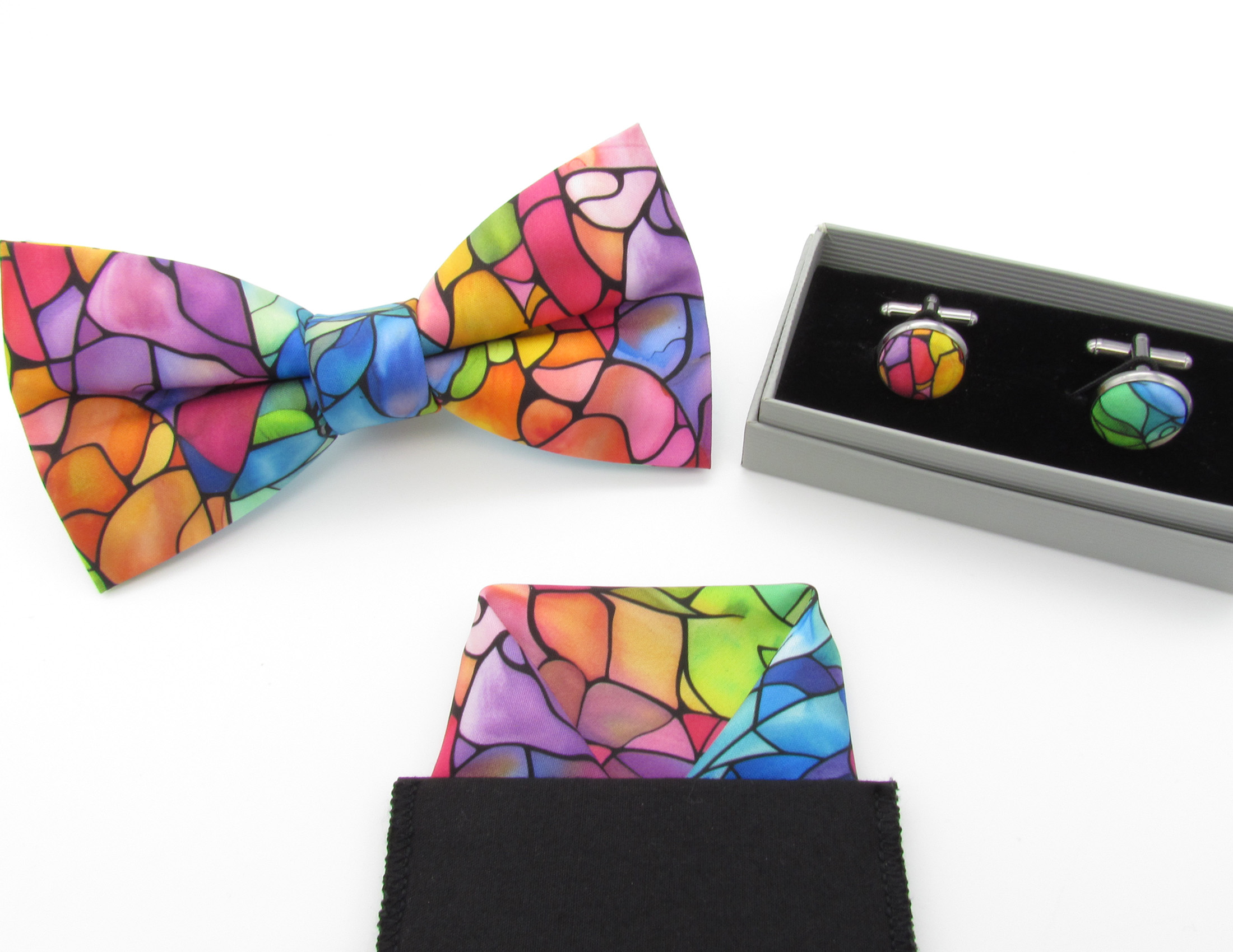 Rainbow Stained Glass Bowtie Set - Image 9