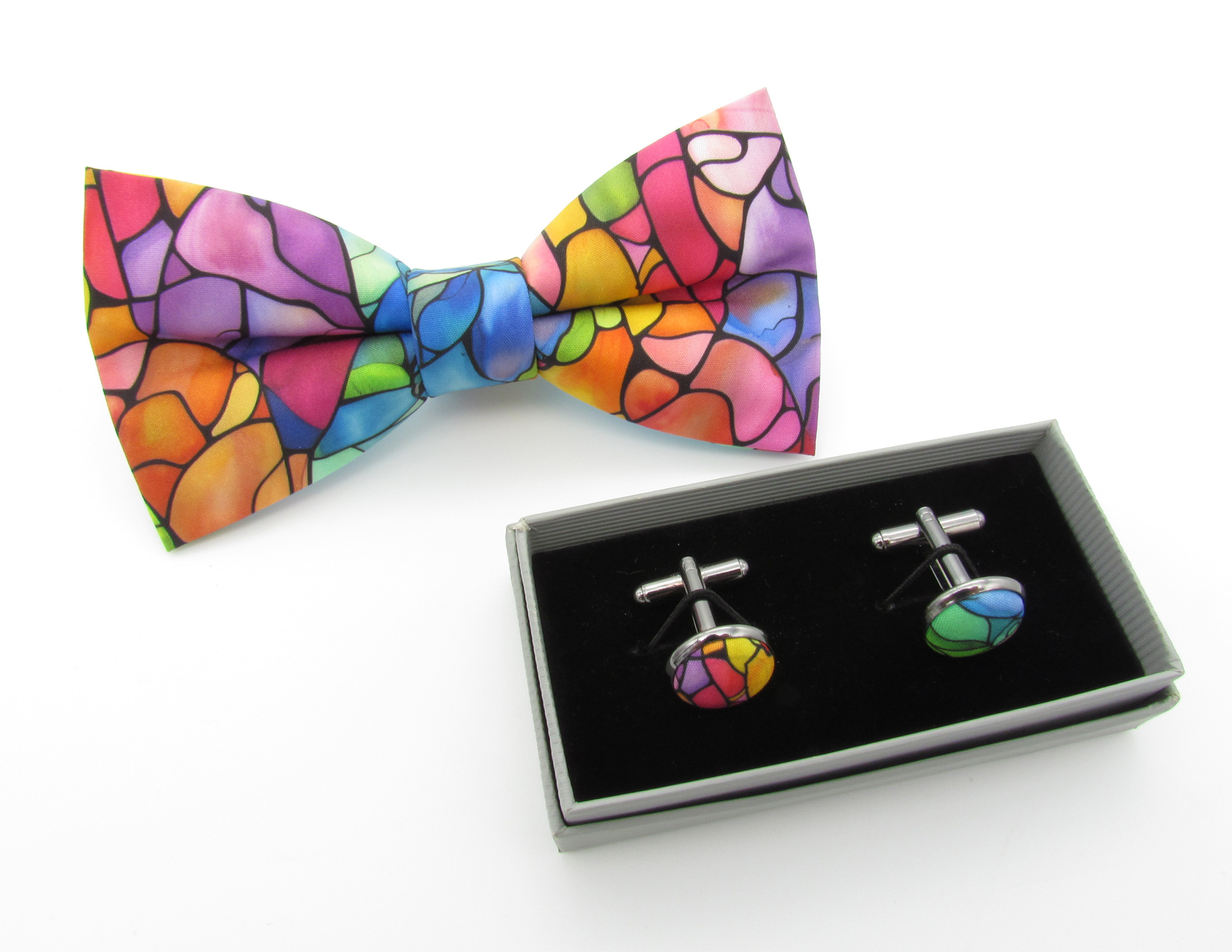 Rainbow Stained Glass Bowtie Set - Image 7