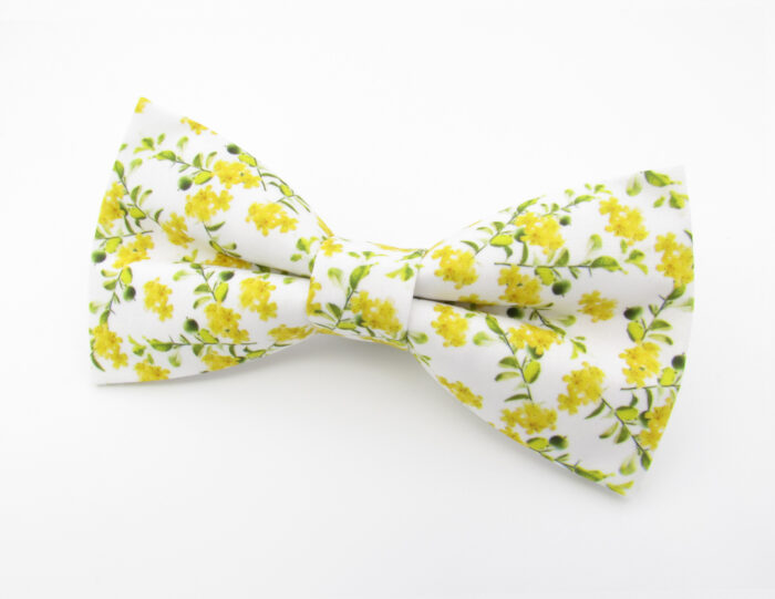 Yellow Wildflower Print Bowtie & Pocket Square - Image 3