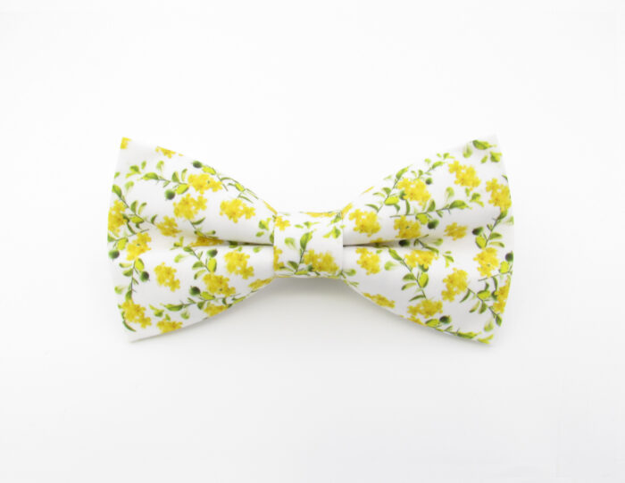 Yellow Wildflower Print Bowtie & Pocket Square