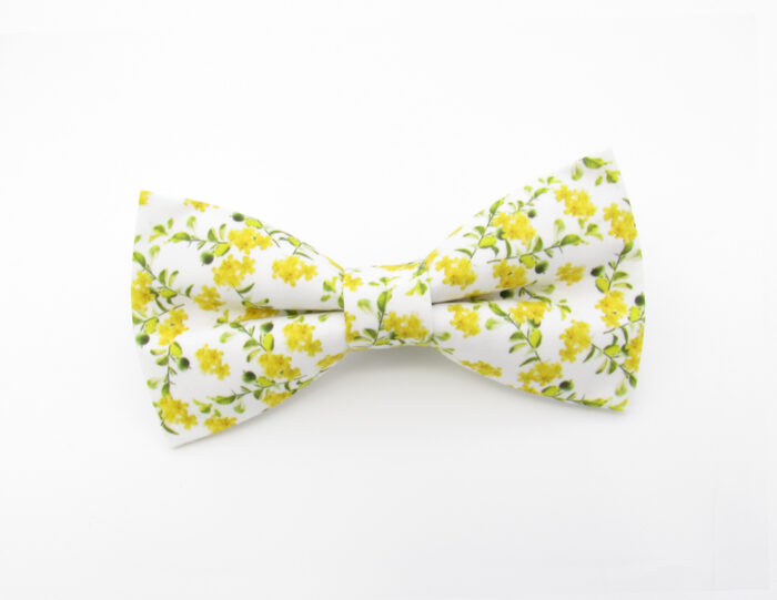 Yellow Wildflower Print Bowtie & Pocket Square - Image 2