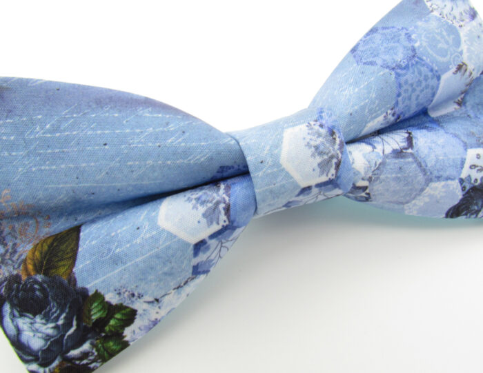 Pale Blue Floral Honeycomb Bowtie - Image 4