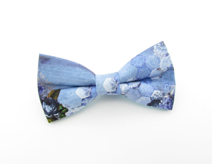 Pale Blue Floral Honeycomb Bowtie - Image 2