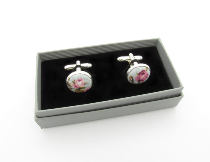 Grey and Pink English Rose Bowtie Set - Image 5