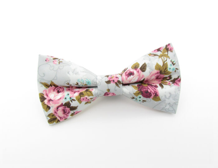 Grey and Pink English Rose Bowtie Set - Image 2