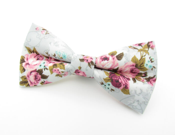 Grey and Pink English Rose Bowtie Set - Image 3