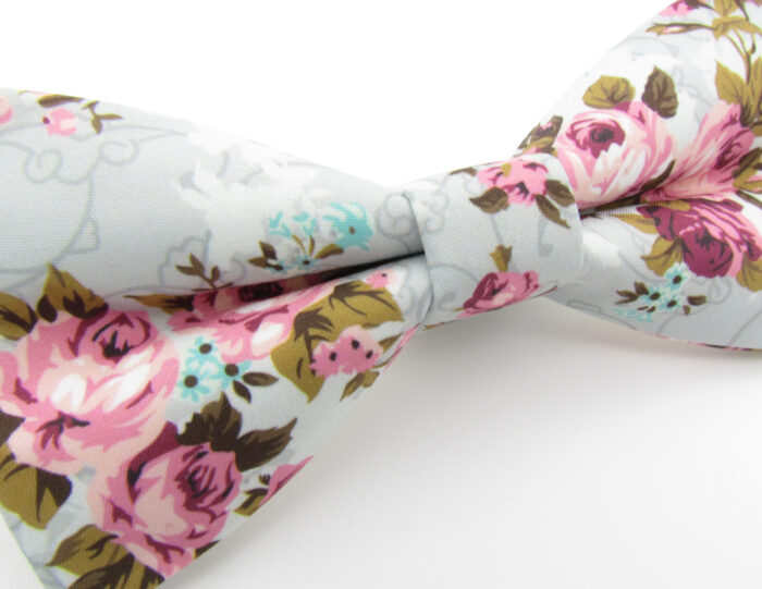 Grey and Pink English Rose Bowtie Set - Image 4
