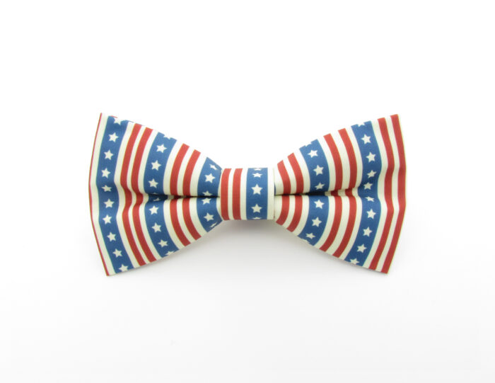 Red Cream and Blue Stripe Bowtie