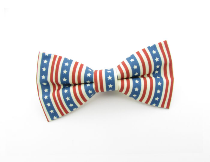 Red Cream and Blue Stripe Bowtie - Image 2