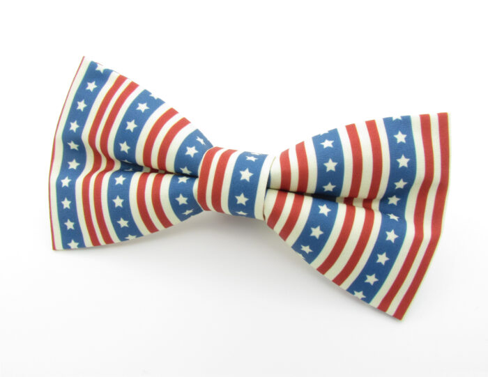 Red Cream and Blue Stripe Bowtie - Image 3