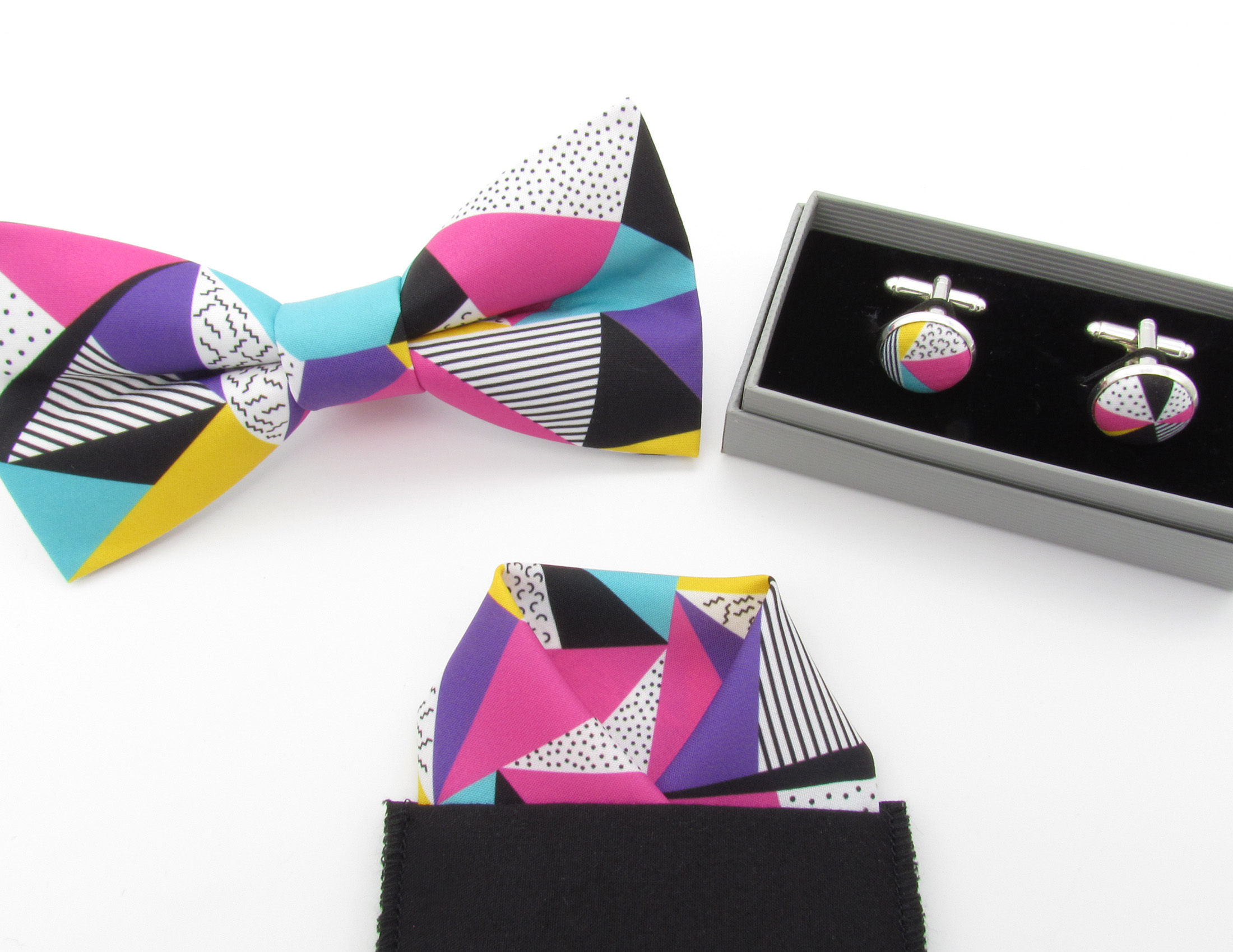 80's Funky Retro Pattern Bowtie Set - Image 6