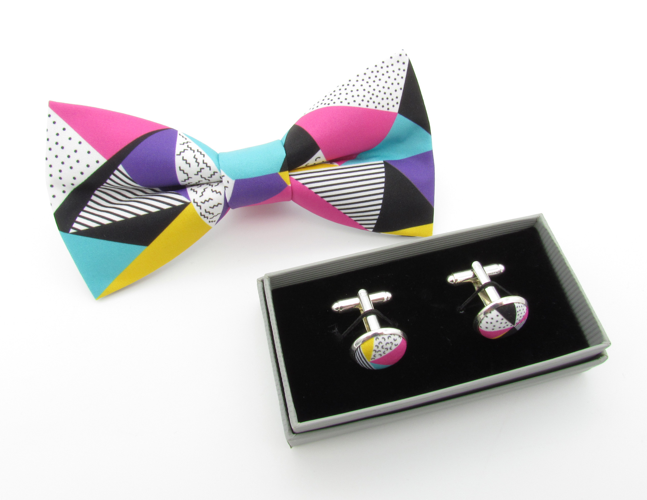 80's Funky Retro Pattern Bowtie Set - Image 4