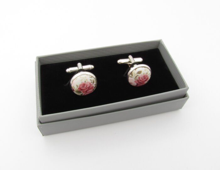 Elegant Pink Rose Bowtie & Cufflinks - Image 5