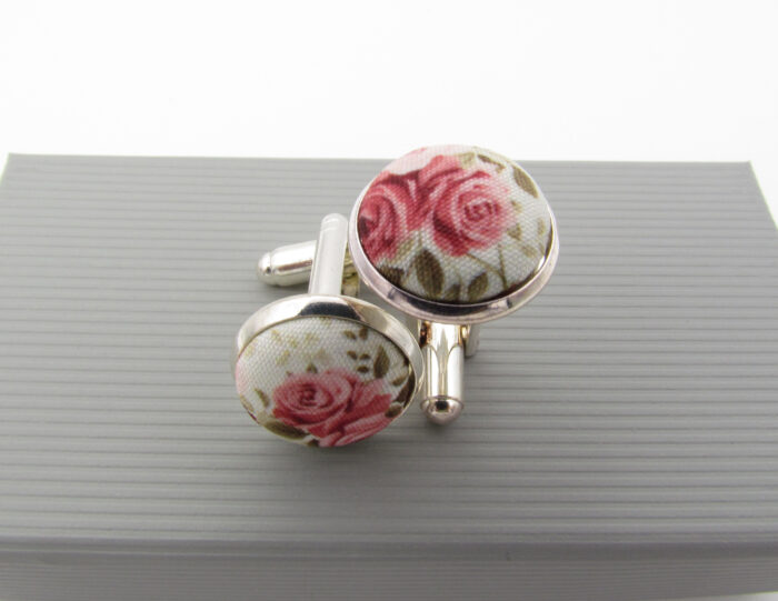 Elegant Pink Rose Bowtie & Cufflinks - Image 6