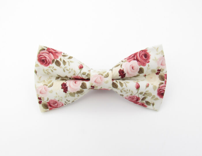 Elegant Pink Rose Bowtie & Cufflinks