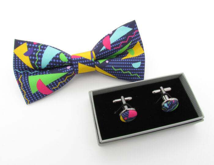 Retro Geometric Pattern Bowtie Set - Image 4