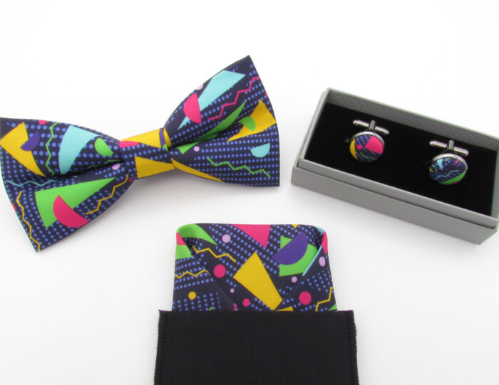 Retro Geometric Pattern Bowtie Set - Image 6