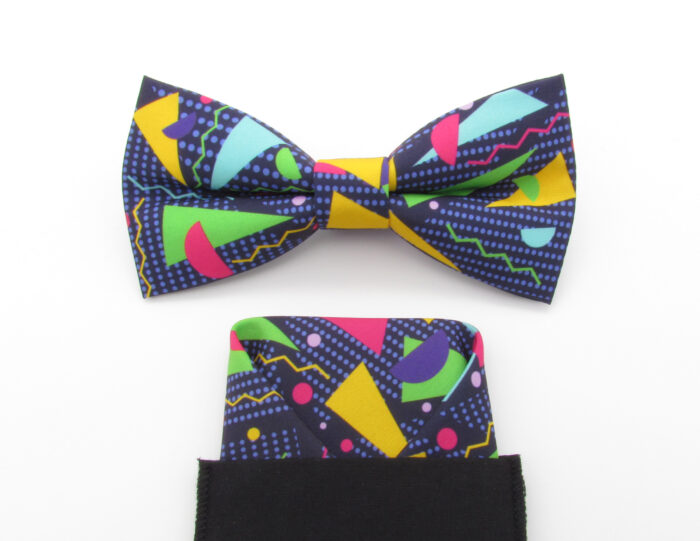 Retro Geometric Pattern Bowtie Set - Image 5