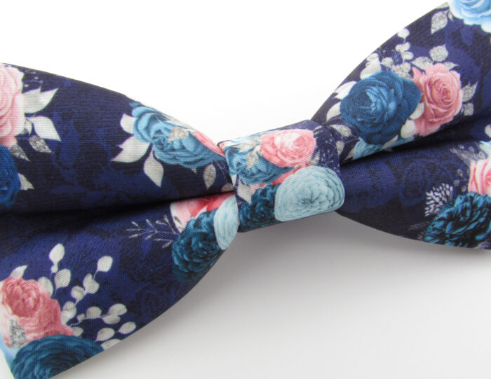 Pink and Blue Floral Bowtie & Faux Pocket Square - Image 5