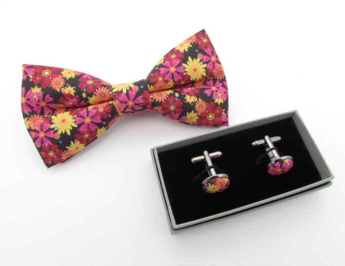 Red and Magenta Floral Bowtie - Image 4