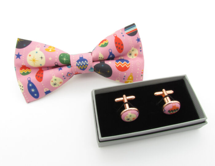 Pink Vintage Christmas Bowtie Set - Image 5