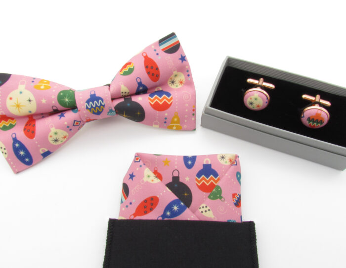 Pink Vintage Christmas Bowtie Set - Image 7