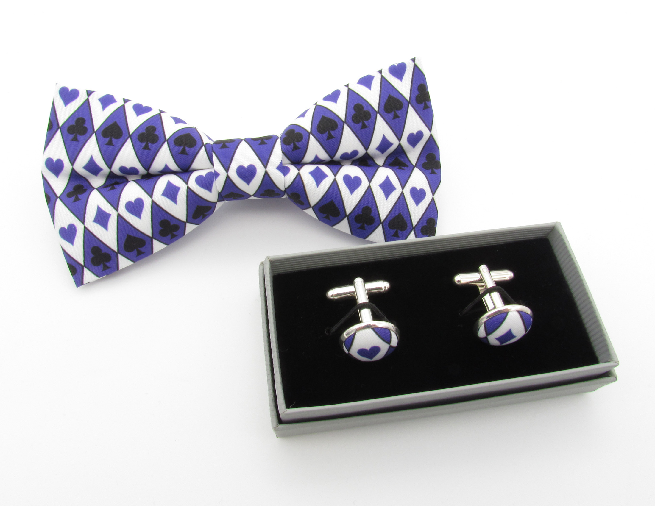 Purple Card Suit Patterned Bowtie Set - Image 5