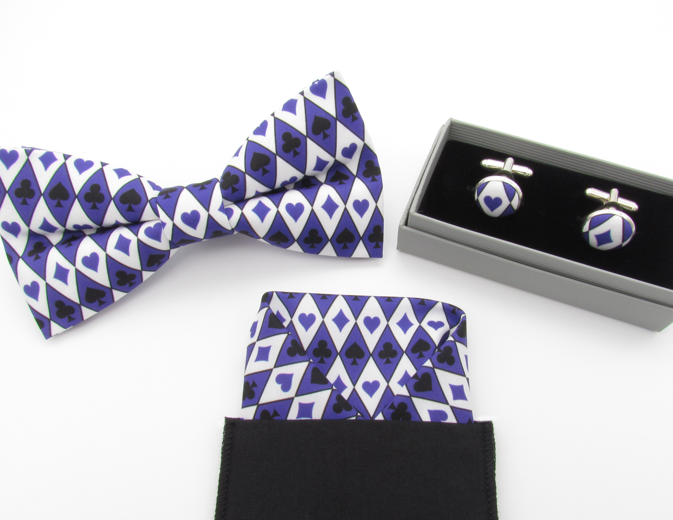 Purple Card Suit Patterned Bowtie Set - Image 7