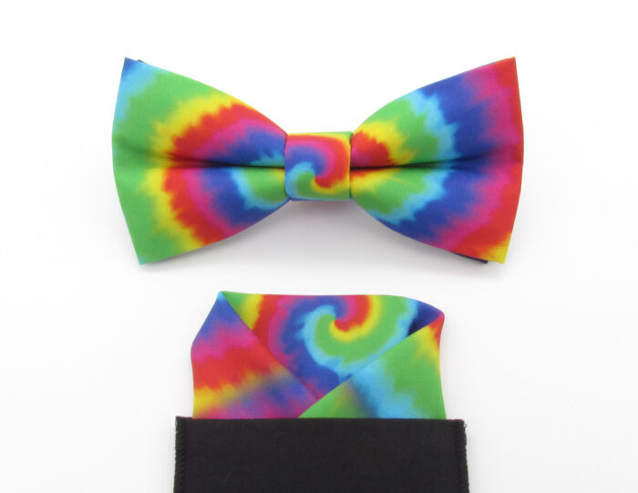 Rainbow Tie Dye Bowtie & Faux Pocket Square - Image 5