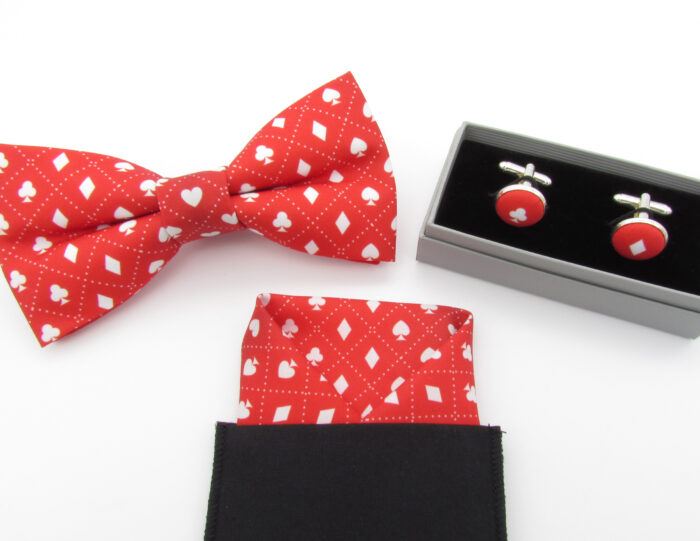 Red Card Symbol Patterned Bowtie Set - Image 6