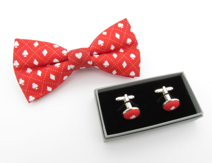 Red Card Symbol Patterned Bowtie Set - Image 4