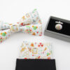 White Science Patterned Bowtie Set - Image 7