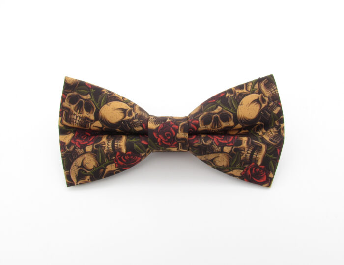 Skull & Rose Bowtie and Faux Pocket Square