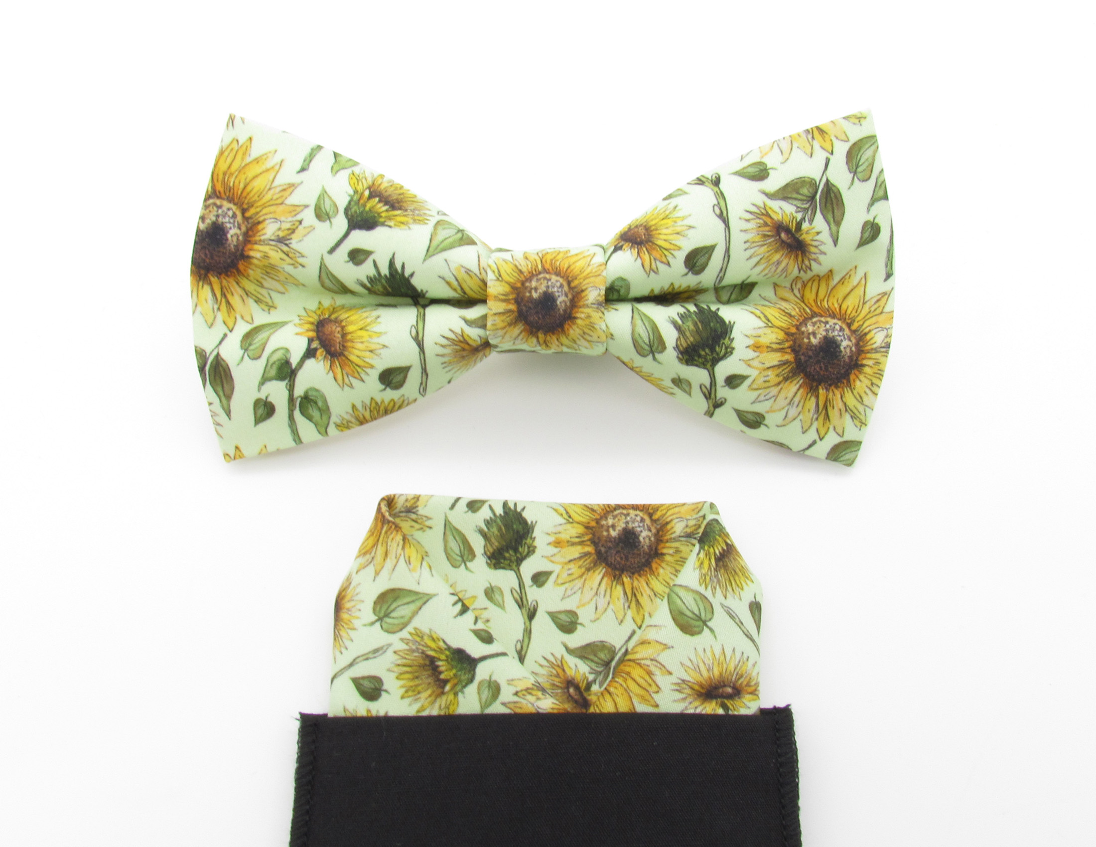 Green Sunflower Bowtie & Faux Pocket Square - Image 5