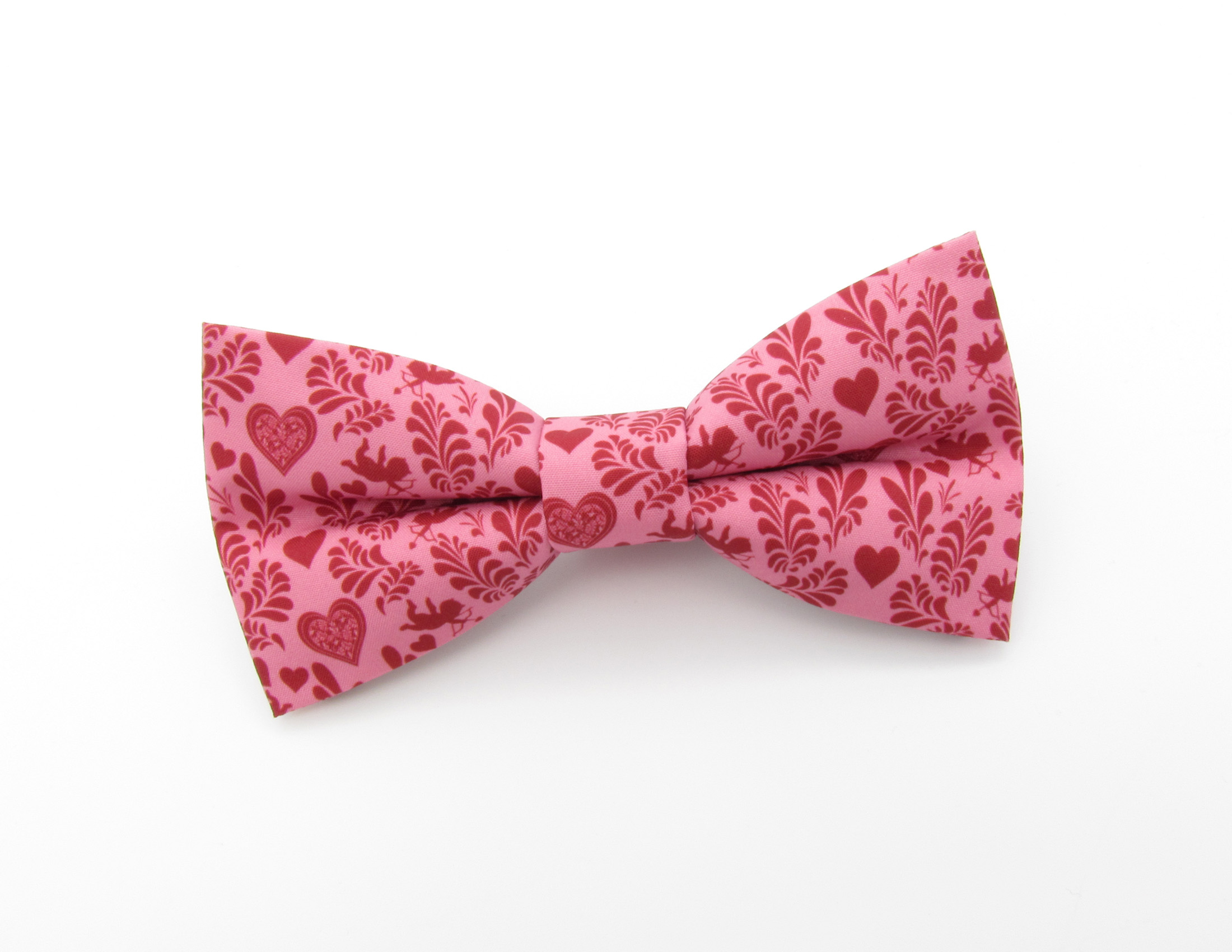 Pink Love Patterned Bowtie & Faux Pocket Square - Image 2