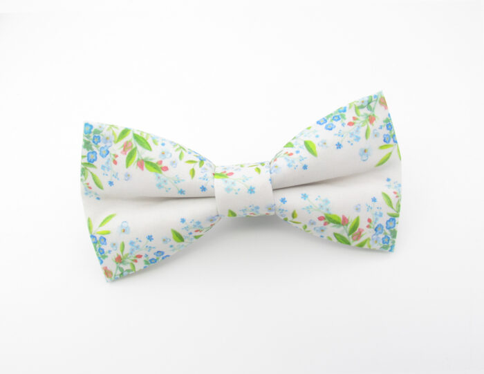 White Wild Flower Bowtie & Faux Pocket Square - Image 2