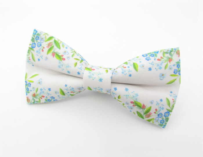 White Wild Flower Bowtie & Faux Pocket Square - Image 3