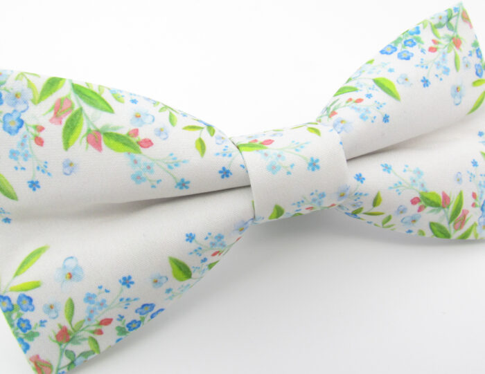 White Wild Flower Bowtie & Faux Pocket Square - Image 4
