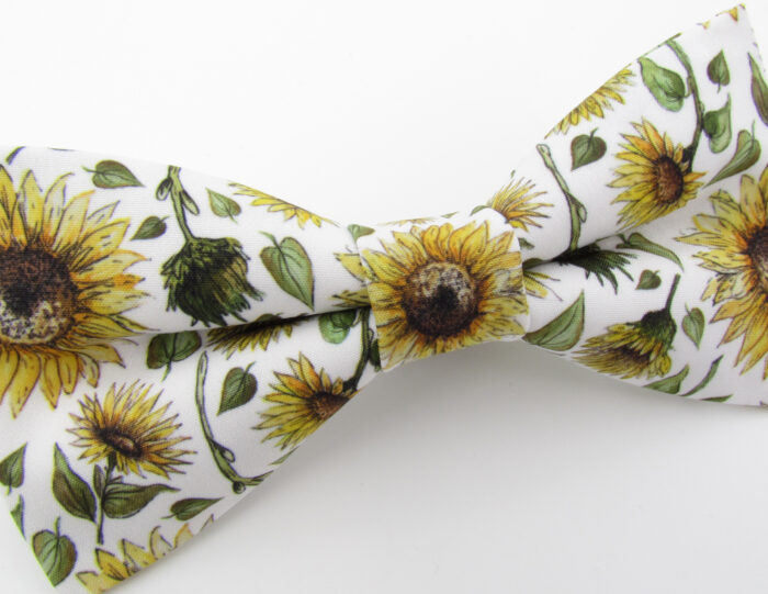 White Sunflower Bowtie & Faux Pocket Square - Image 4