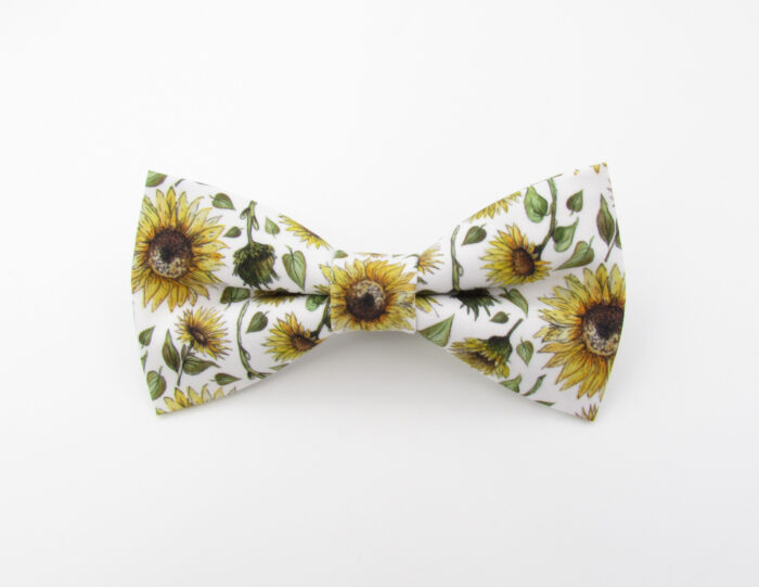 White Sunflower Bowtie & Faux Pocket Square