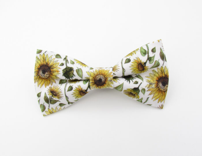 White Sunflower Bowtie & Faux Pocket Square - Image 2