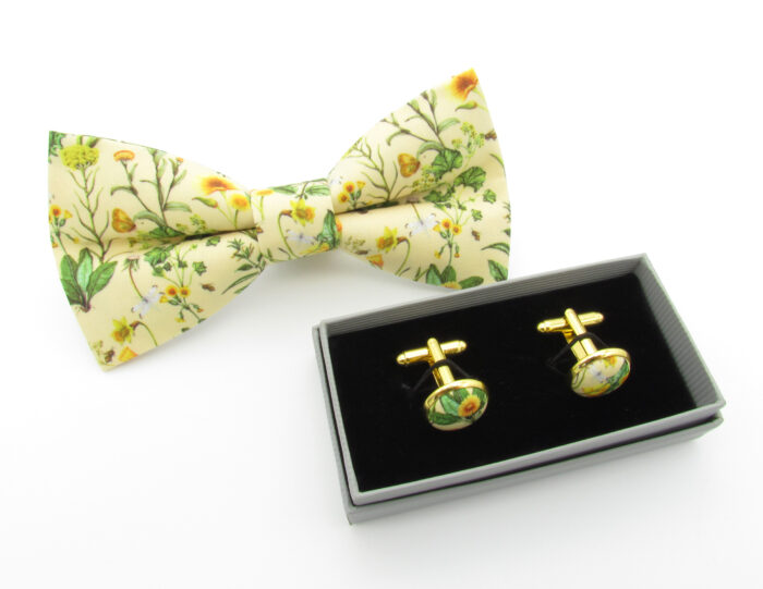 Yellow Wildflower Patterned Bowtie Set - Image 5