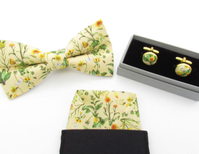 Yellow Wildflower Patterned Bowtie Set - Image 7