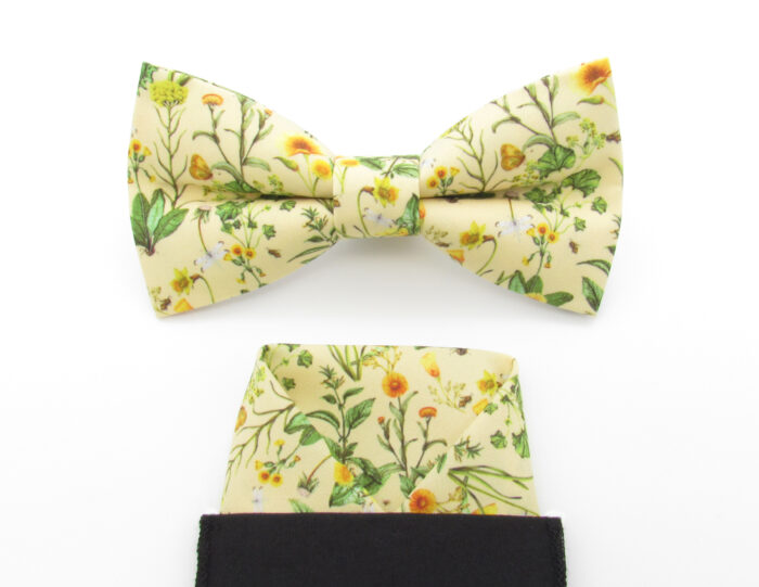 Yellow Wildflower Patterned Bowtie Set - Image 6