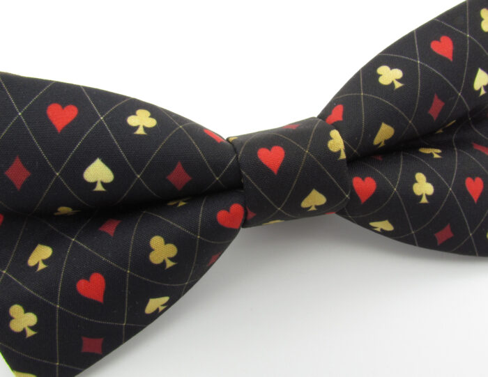 Red Black and Gold Card Suit Patterned Bowtie Set - Image 10