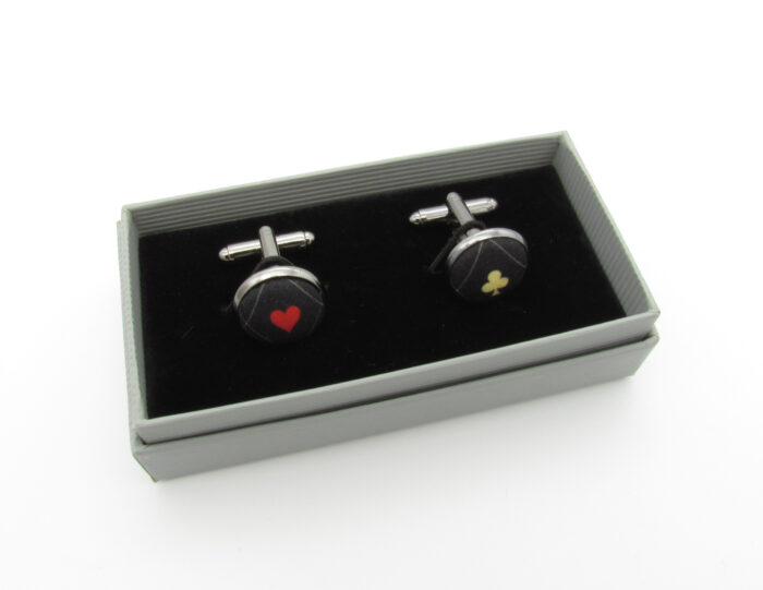 Red Black and Gold Card Suit Patterned Bowtie Set - Image 4